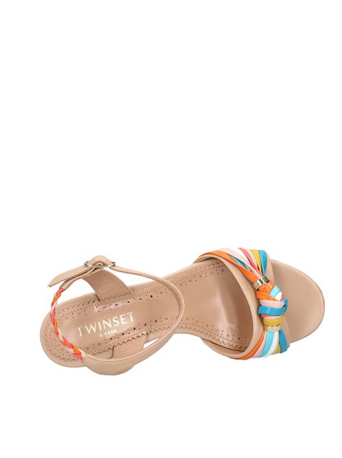 Leather sandals TWINSET | VD0255CUOIO