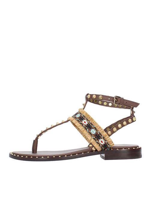 Flat sandals in fabric leather and studs ASH | PATCHOULIT.MORO