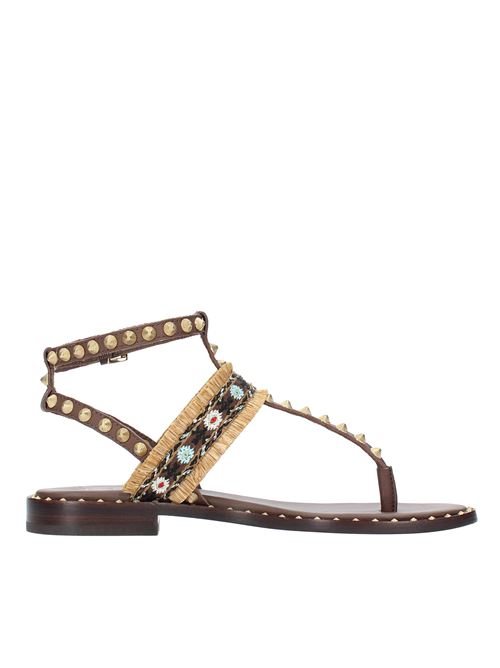 Flat sandals in fabric leather and studs ASH | PATCHOULIT.MORO