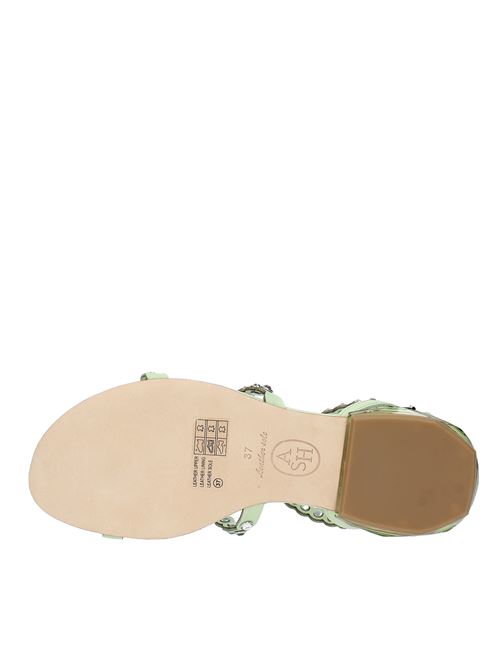 Flat leather sandals ASH | SAPHIRSEAFOAM