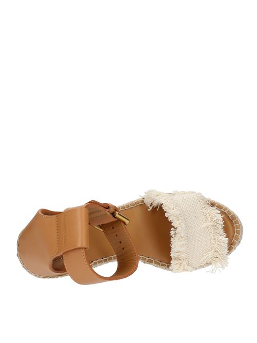 Wedge sandals in fabric and leather SEE BY CHLOE' | SB28152 17140BIANCO-CUOIO