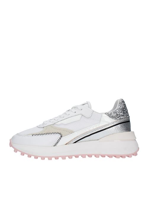 Leather and fabric trainers model W381-LM-DR-WS D.A.T.E. | W381-LM-DR-WSBIANCO-ARGENTO