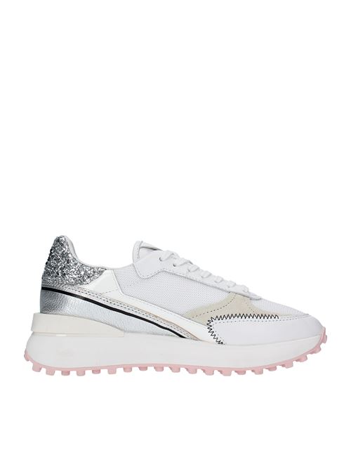 Leather and fabric trainers model W381-LM-DR-WS D.A.T.E. | W381-LM-DR-WSBIANCO-ARGENTO