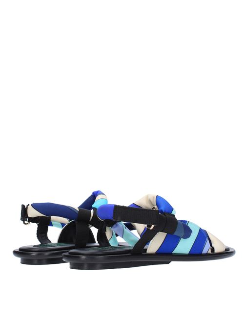 EMPORIO PUCCI flat sandals in mixed fabric and leather EMILIO PUCCI | 3ECC823EX44BLU