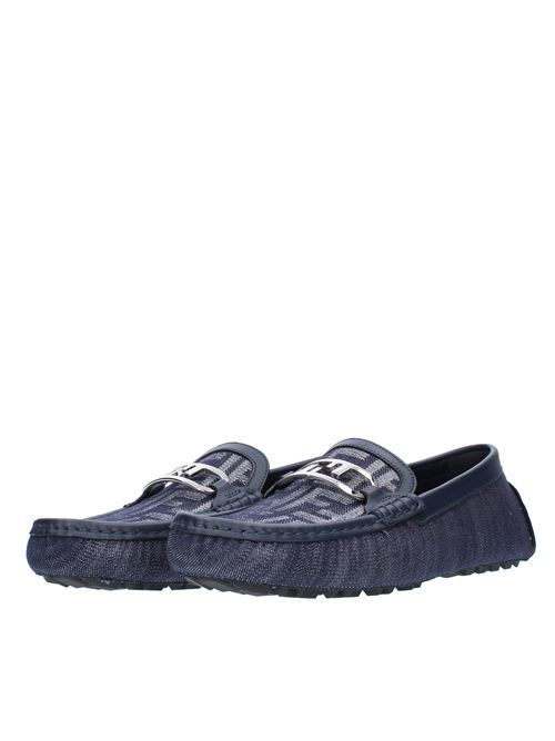FENDI's DRIVER moccasins in blue demin with jacquard FF motif on the bowl FENDI | 7D1588AM5DJEANS