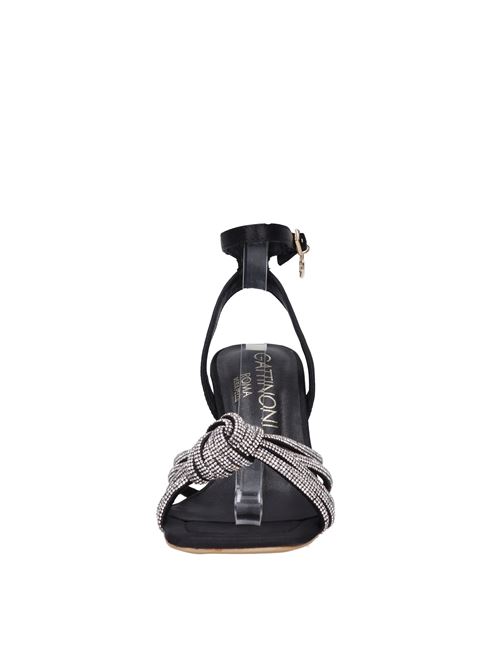 Faux leather and rhinestone sandals GATTINONI | PENMR1341WOG000NERO