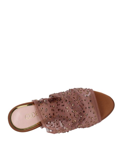 LAINY 100 TULLE mules in fabric and rhinestones. GEDEBE | LAINY 100 TULLEMARRONE
