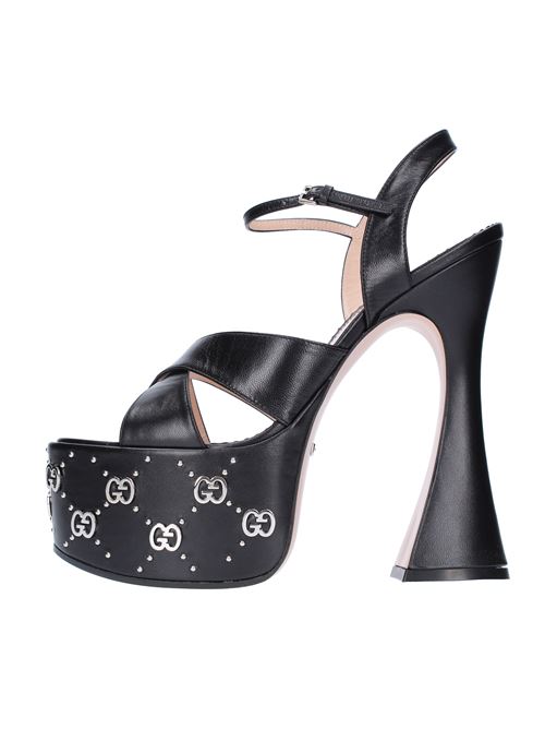 GUCCI leather and studded sandals with GG crossover GUCCI | 719843C9D00NERO