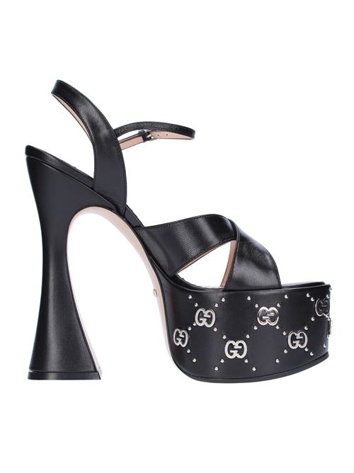 GUCCI leather and studded sandals with GG crossover GUCCI | 719843C9D00NERO