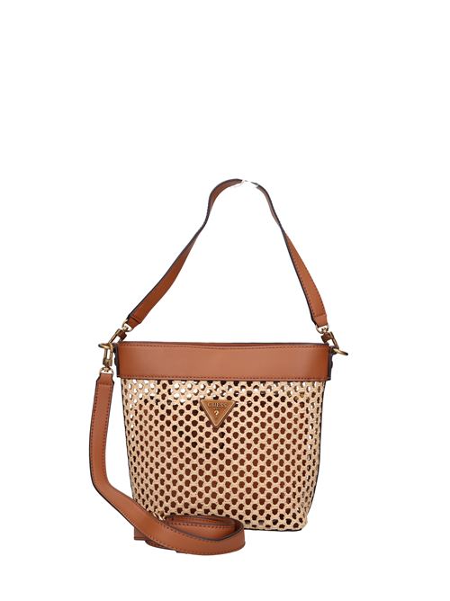 Faux leather and raffia bag GUESS | HWWH699504COGNAC
