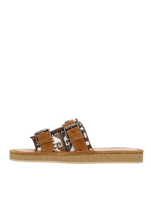 Suede and fabric mules HAANI | 7906MARRONE