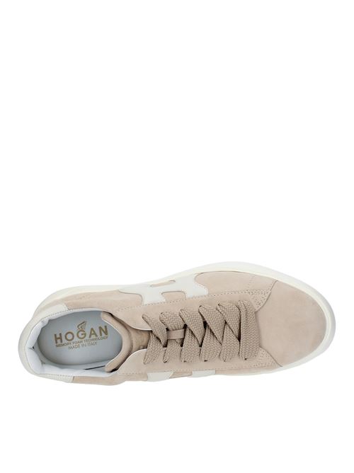 Suede and leather sneakers HOGAN | HXW5620DN61PK6ST00BEIGE-BIANCO