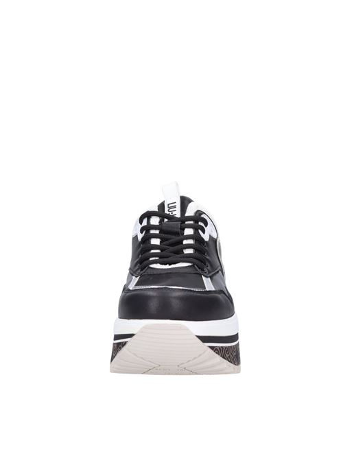 Leather and faux leather sneakers LIU JO | BF1119BLACK/SILVER