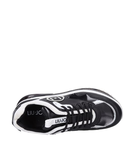 Leather and faux leather sneakers LIU JO | BF1119BLACK/SILVER