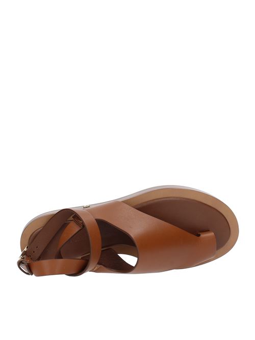 Leather flat sandals MAX MARA | SHEREECUOIO