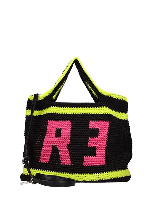 Bag in tricot fabric REBELLE | CROCHET LNERO-FUCSIA