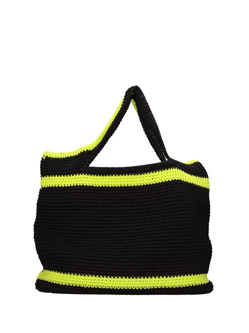 Bag in tricot fabric REBELLE | CROCHET LNERO-FUCSIA
