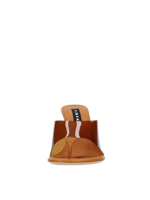 Pvc and faux leather thong mules with wedge SIMON MILLER | F207MARRONE