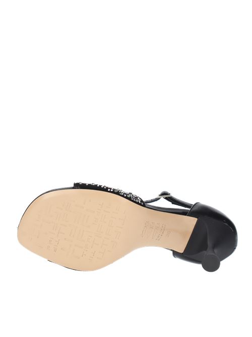 J606/70 sandals in leather and suede TIFFI | J606/70NERO