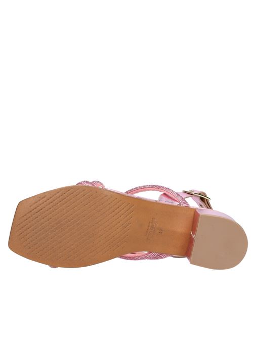 Faux leather and rhinestone sandals VINCENT VEGA | PQS408C7 STRASS 10MMROSA