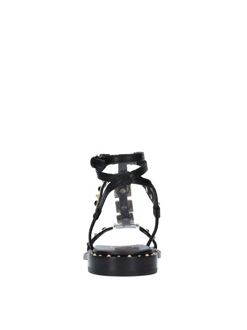 Flat sandals model PARTY01 made of leather and studs ASH | PARTY01NERO