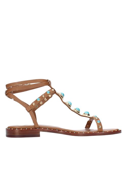 Flat sandals model PARTY02 in leather and studs ASH | PARTY02CANNELLA