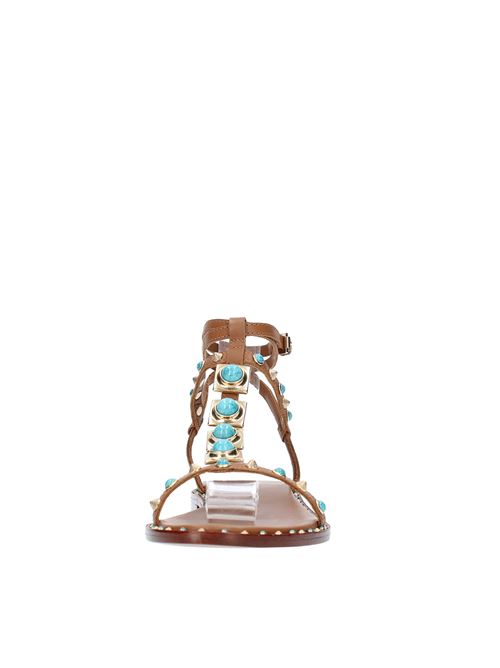 Flat sandals model PARTY02 in leather and studs ASH | PARTY02CANNELLA