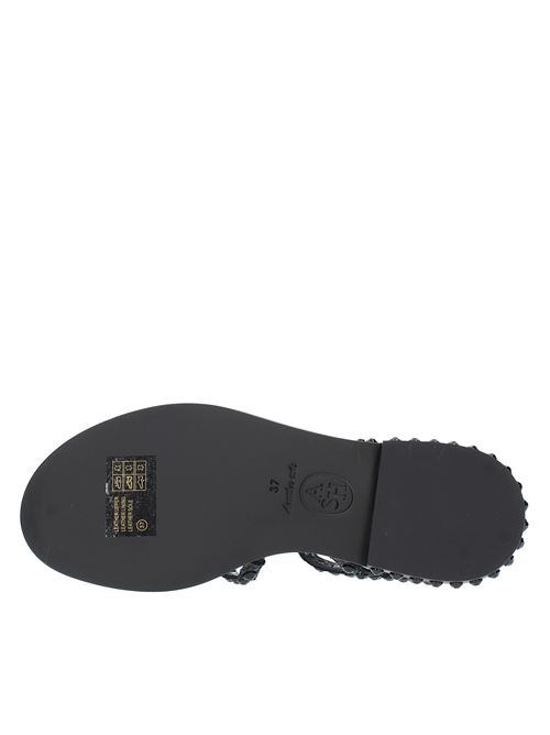 PRECIOUS leather and studded flat sandals ASH | PRECIOUSBI06NERO