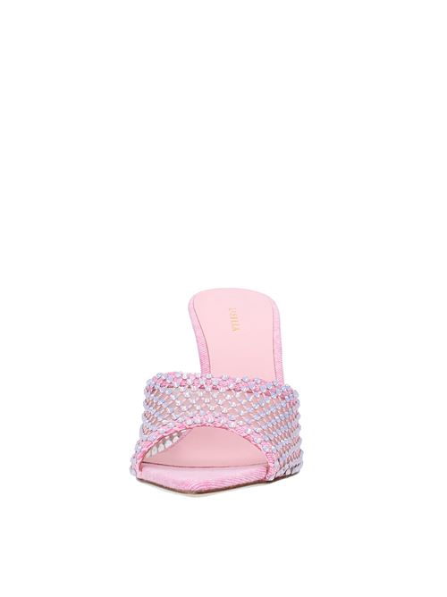 Mules model GILDA  in fabric and silver mesh, further embellished with crystals LE SILLA | 2340A100DEA