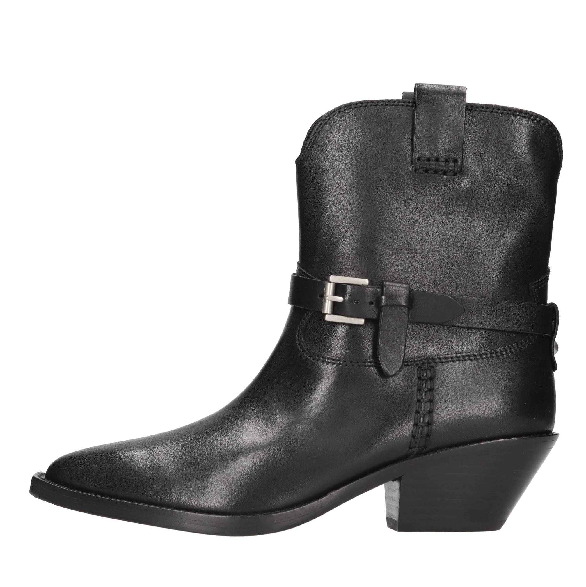 Buckle Ash Mexican Boots TRICK SW Biker Boots Black Leather