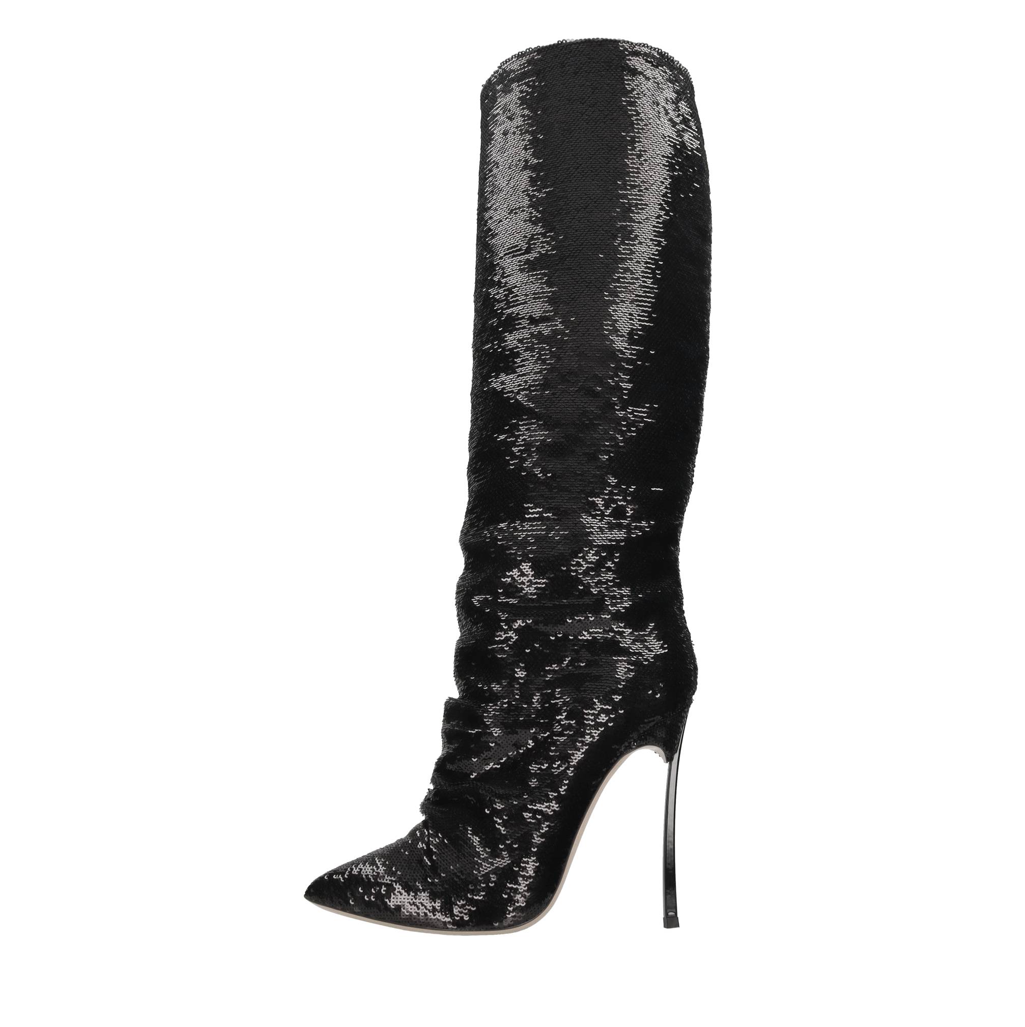 Stivali in paillettes e pelle