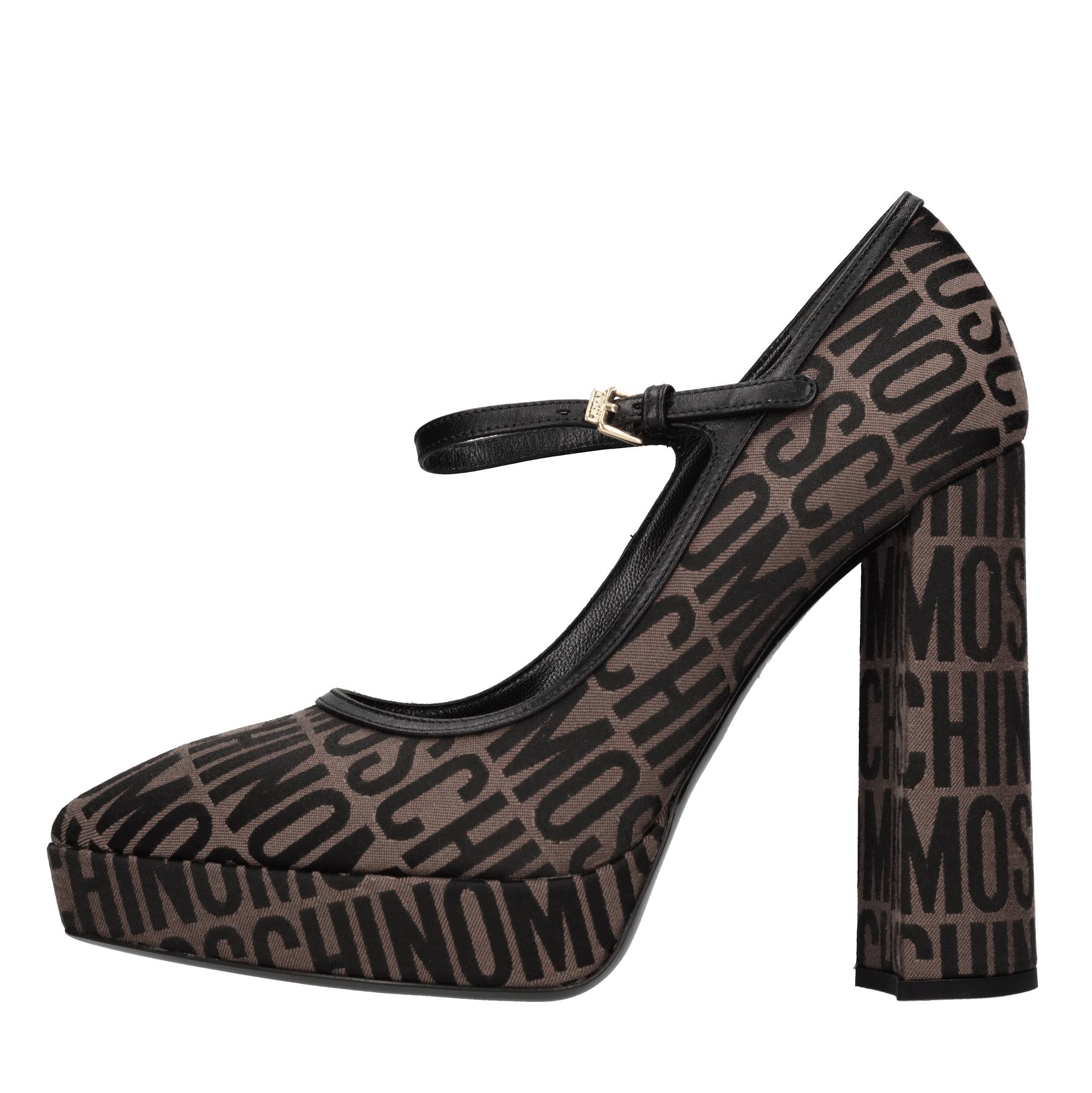 Décolleté in pelle e tessuto