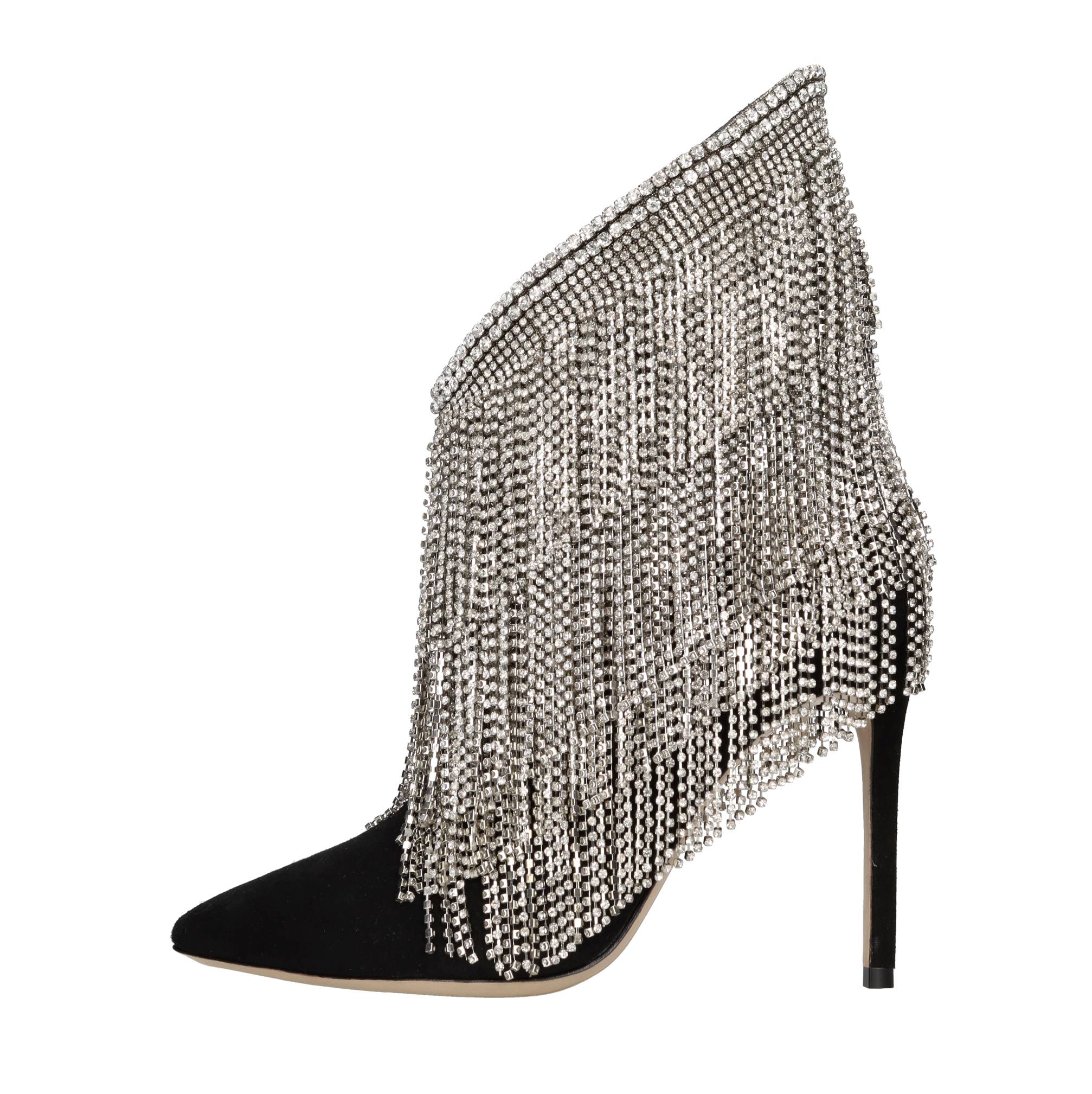 Tronchetti modello Xena in camoscio e strass