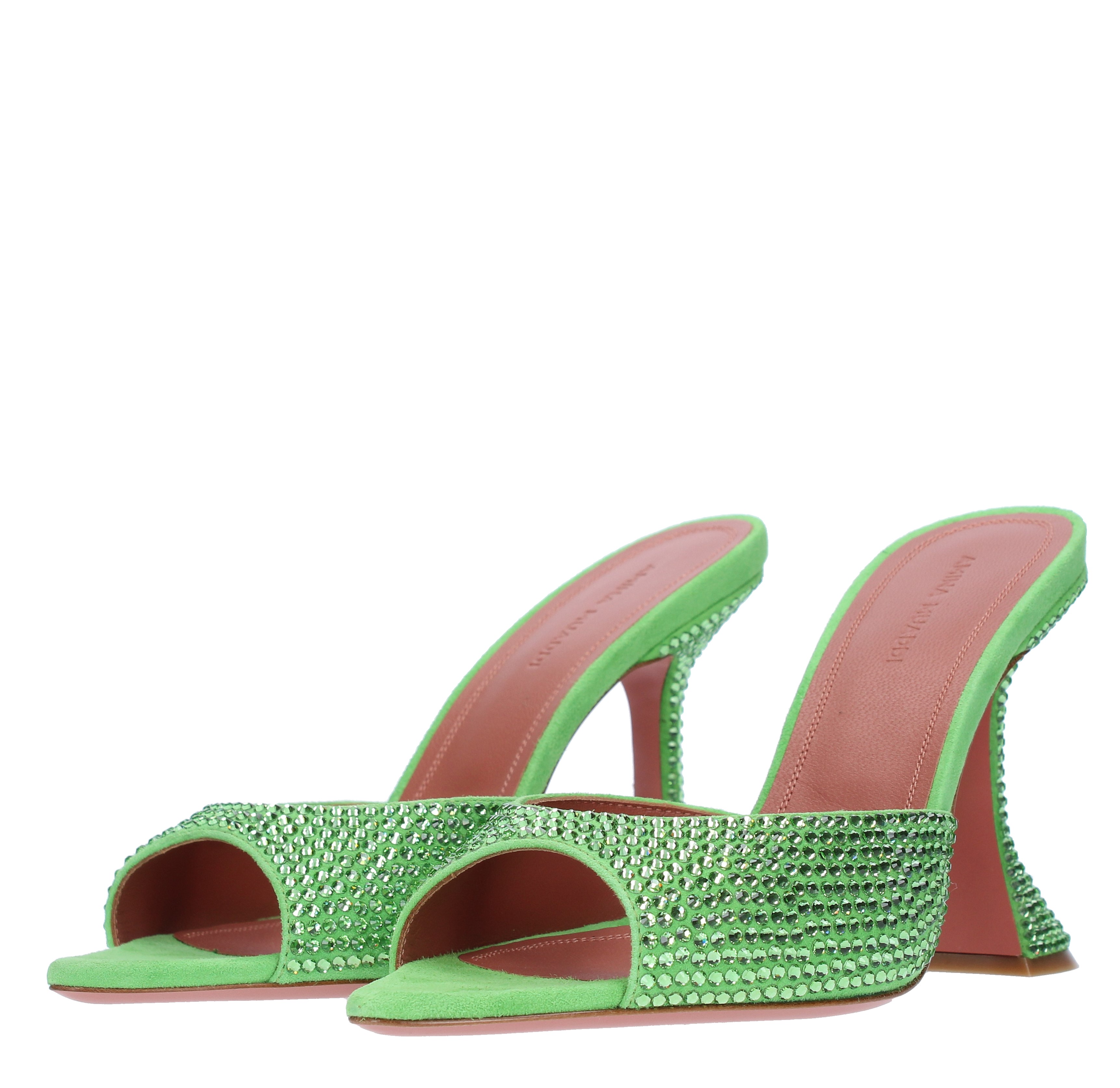 CAROLINE mules by AMINA MUADDI in suede and crystals