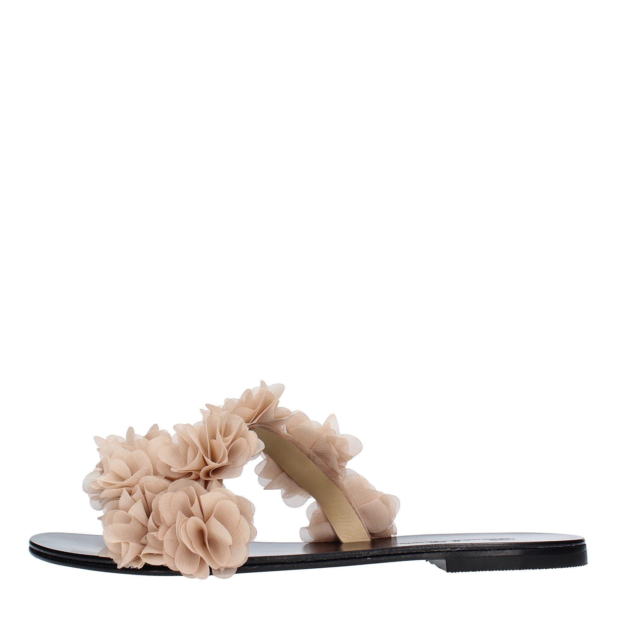 Mules Flat modello ST TROPEZ in pelle e tulle