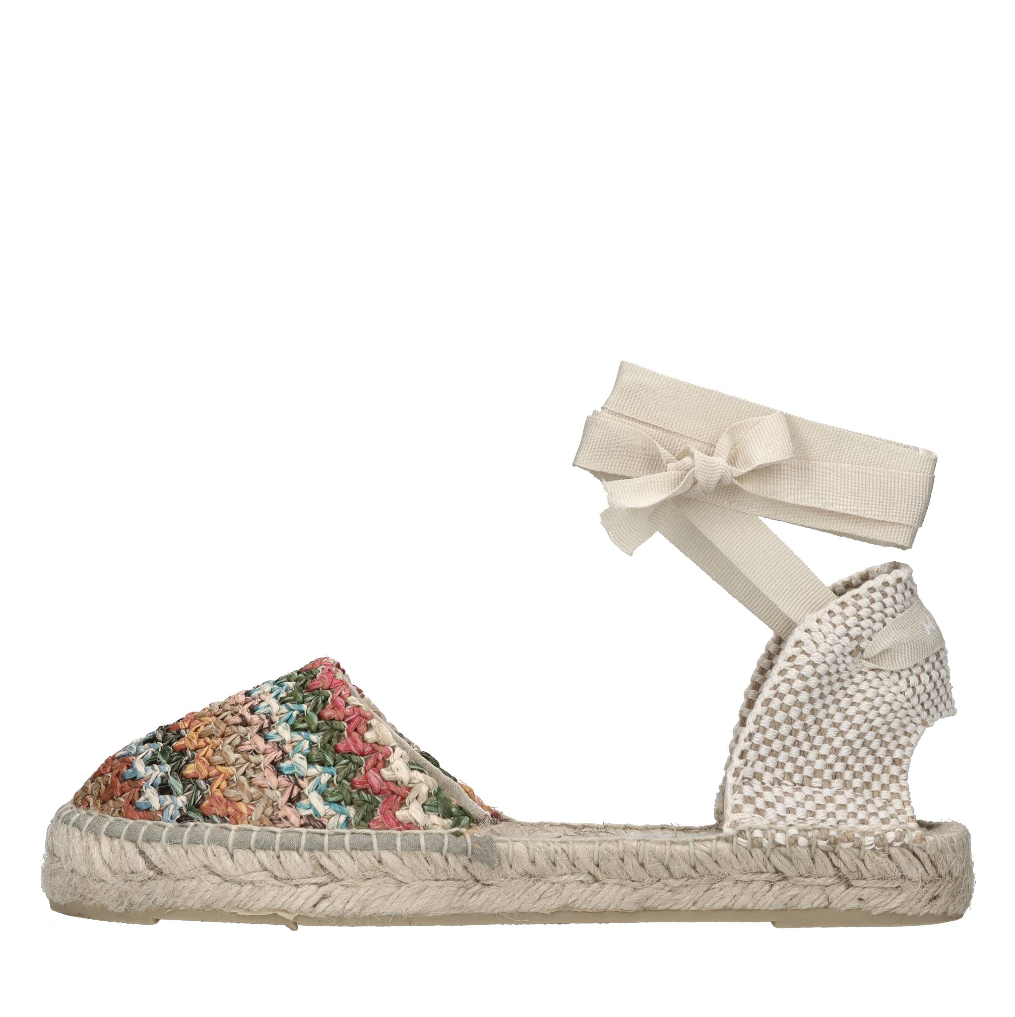 Flat Espadrillas In Rafia E Tessuto