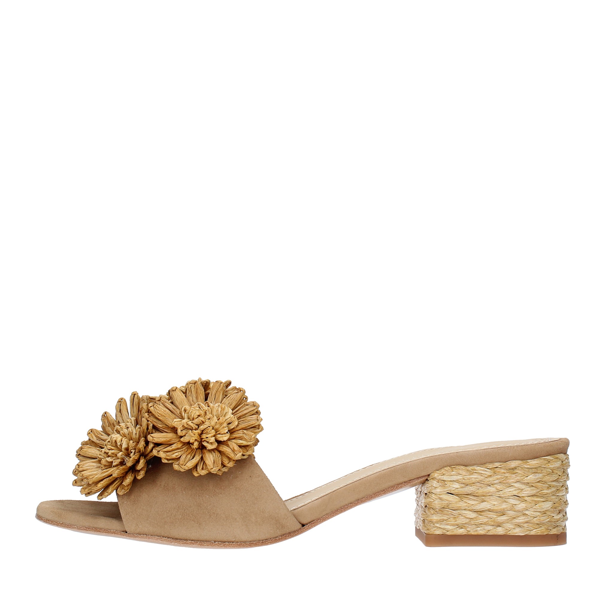 FIORE model mules in leather and raffia PALOMA BARCELO