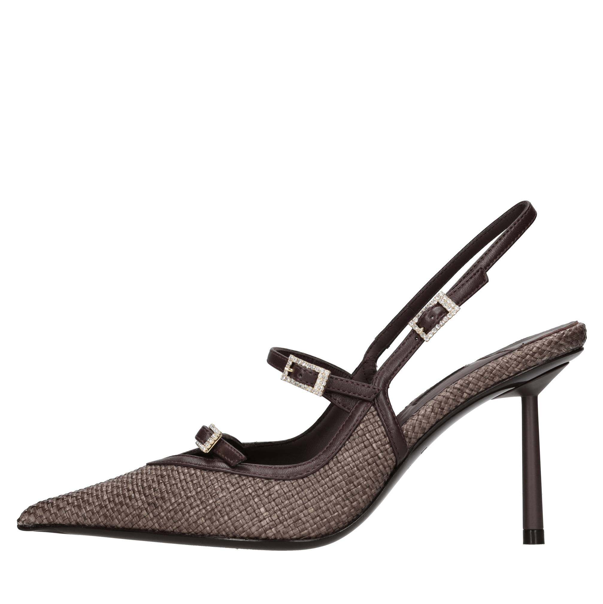 Décolleté slingback modello MORGANA in pelle e tessuto