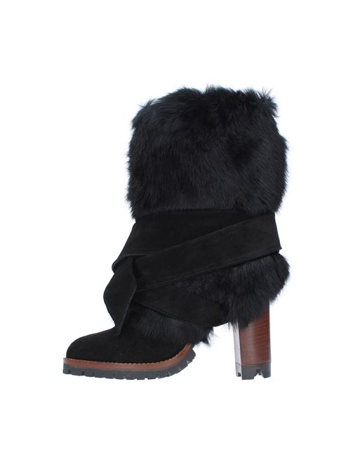 Suede and lapin ankle boots model T202 NORAH | T202NERO