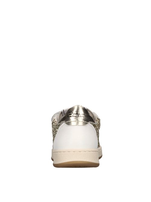 Sneakers in pelle e glitter 2B12 | BABYPLAY-116BIANCO-PLATINO
