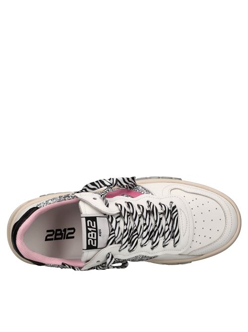Sneakers in pelle e glitter 2B12 | JRHYPER-0374BIANCO-GLITTERARGENTO-FUXIA-NE
