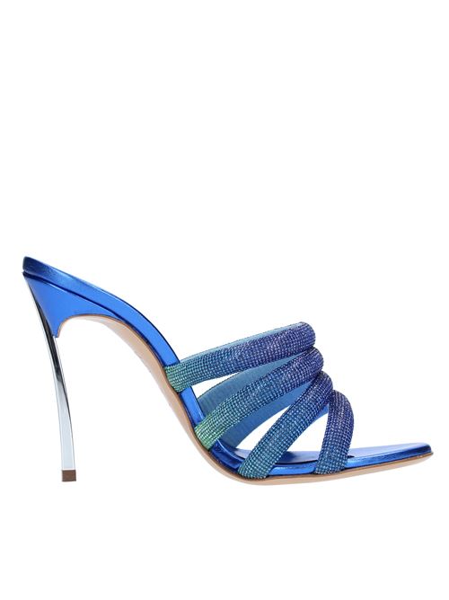 Blade Hollywood mules sandals in leather with straps covered in micro rhinestones CASADEI | 1M914V100KLEIN