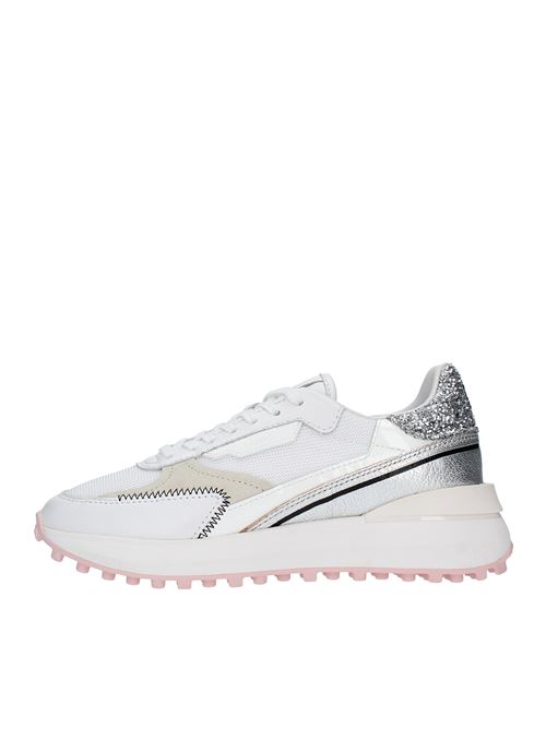 Sneakers modello W381-LM-DR-WS in pelle e tessuto D.A.T.E. | W381-LM-DR-WSBIANCO-ARGENTO