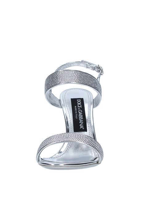 Kim x DOLCE & GABBANA sandals in satin with hot-melt rhinestones DOLCE&GABBANA | CR1550AN191ARGENTO
