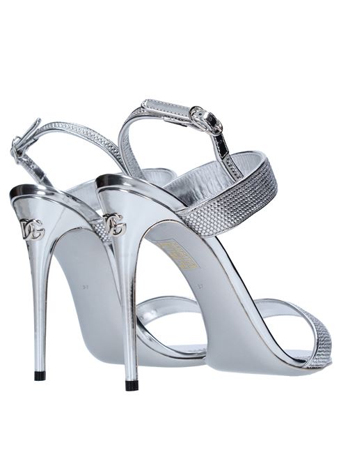 Kim x DOLCE & GABBANA sandals in satin with hot-melt rhinestones DOLCE&GABBANA | CR1550AN191ARGENTO