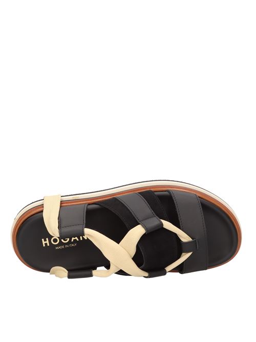 Flat leather sandals HOGAN | HXW6050EB60R1SB999NERO