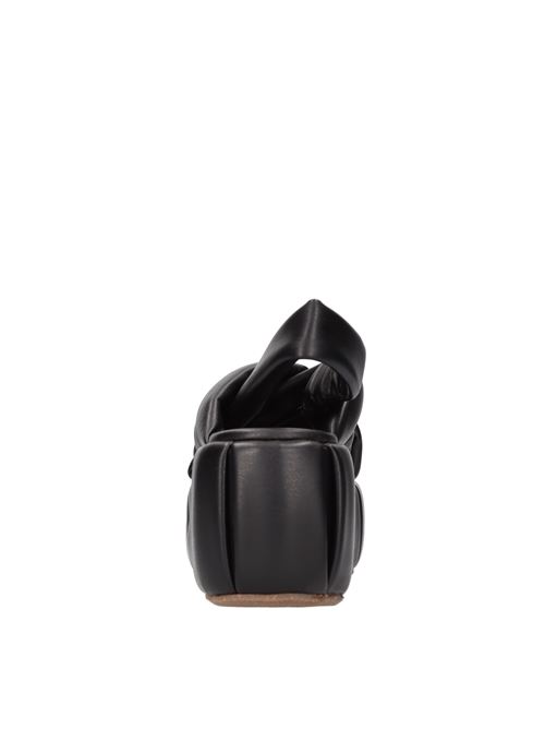 Wedge sandals in vegan fabric THEMOIRE' | TMSS23ACNINERO
