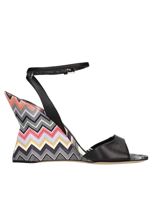 Zeppe in pelle e tessuto zig zag MISSONI | M24_001NERO-MULTICOLOR