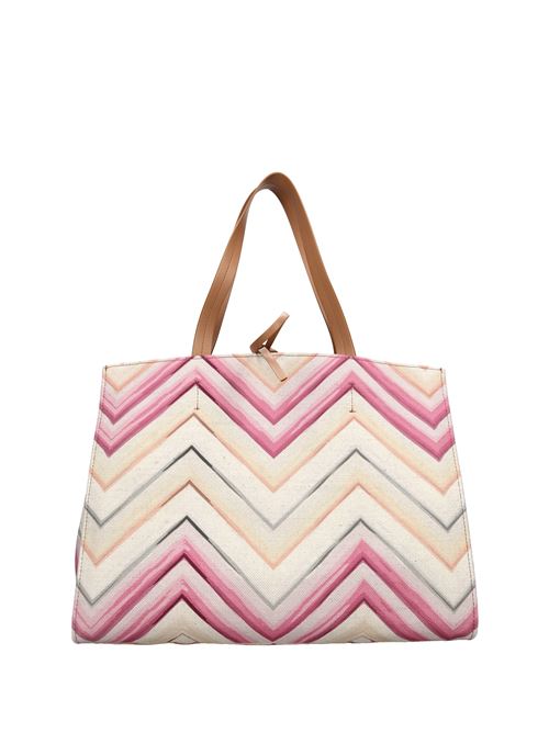 Zigzag fabric and leather bag MISSONI | MI10006FBIANCO-BEIGE