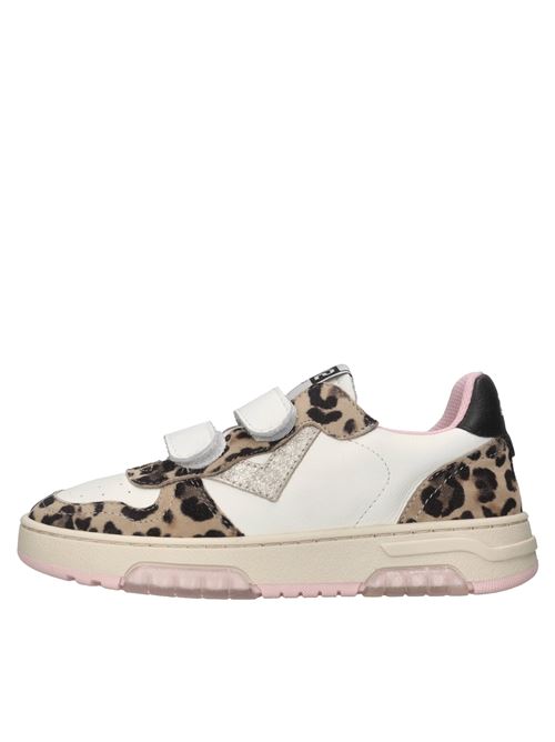 Sneakers in pelle 2B12 | BABYHYPER-WV021BIANCO-PLATINO-LEOPARDATO-NERO